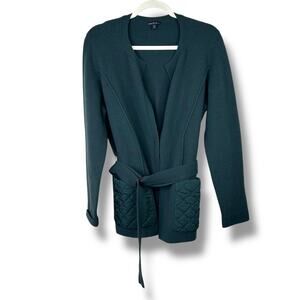 Lafayette 148 New York Dark Green Angora Wool Tie Sash Belt Sweater Cardigan XL